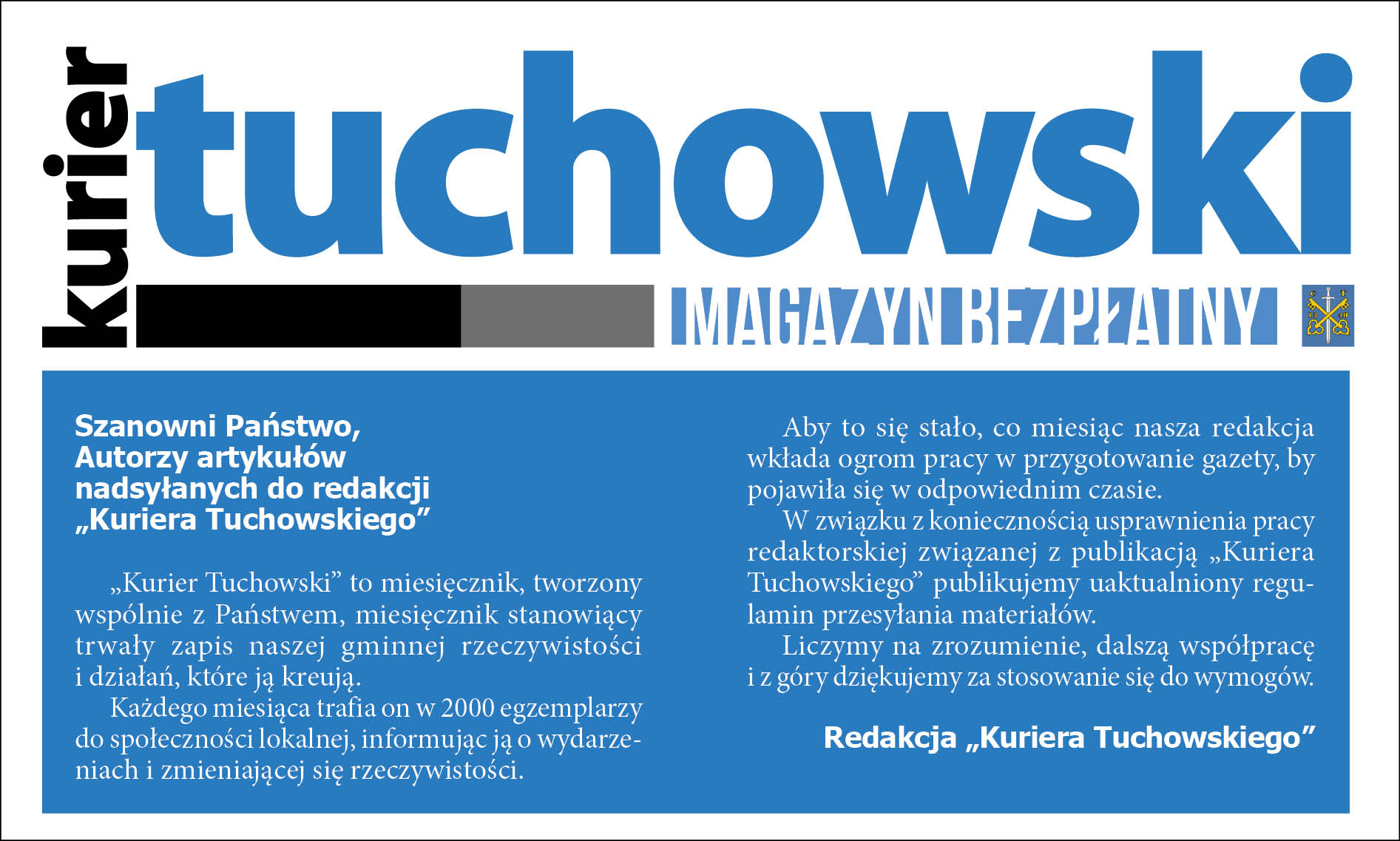 Nowy regulamin nadsyłania materiałów do publikacji w „Kurierze Tuchowskim”